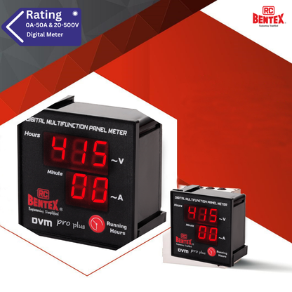 Three Phase Digital Volt & Amp Meter with Hours 0A-50A & 20-500V